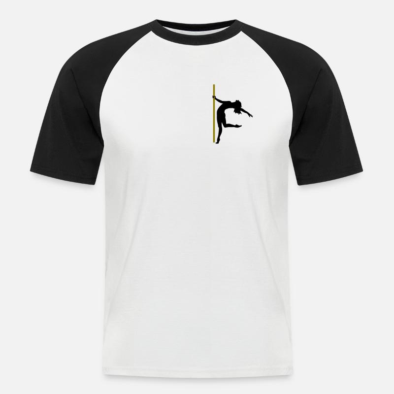 Die Silhouette einer Poledancerin - Männer Baseball-T-Shirt - Weiß/Schwarz