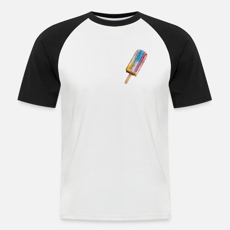 Regenbogen Eis am Stil - Männer Baseball-T-Shirt - Weiß/Schwarz