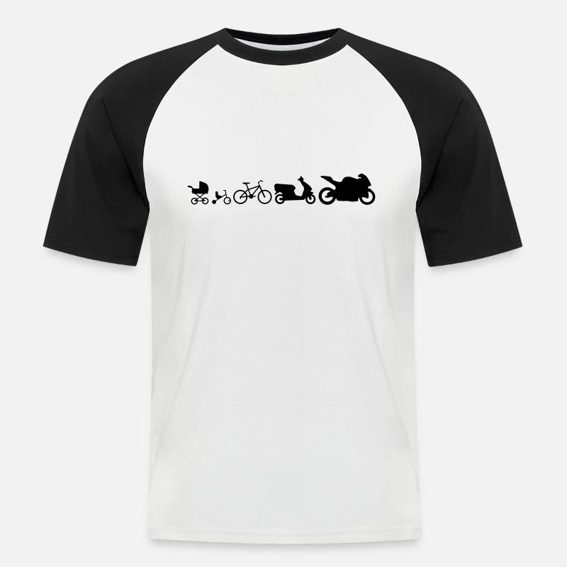 Motorrad Evolution em582 - Männer Baseball-T-Shirt - Weiß/Schwarz