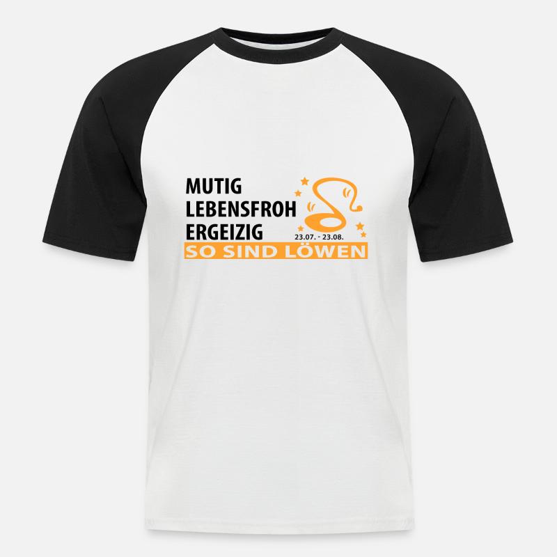 Sternzeichen Löwe - Eigenschaften - Männer Baseball-T-Shirt - Weiß/Schwarz