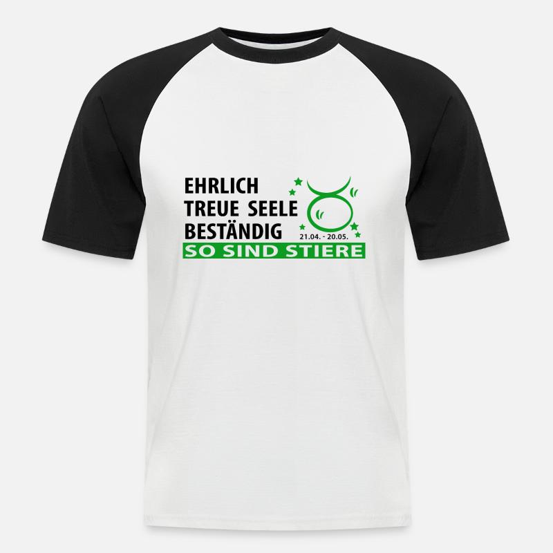 Sternzeichen Stier - Eigenschaften - Männer Baseball-T-Shirt - Weiß/Schwarz