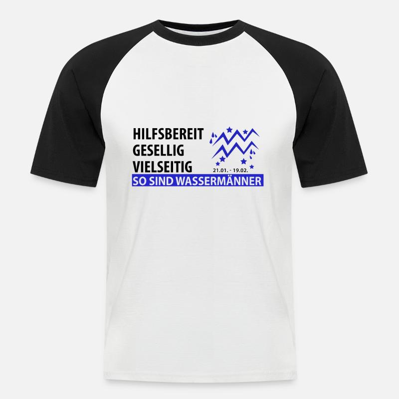 Sternzeichen Wassermann - Eigenschaften - Männer Baseball-T-Shirt - Weiß/Schwarz