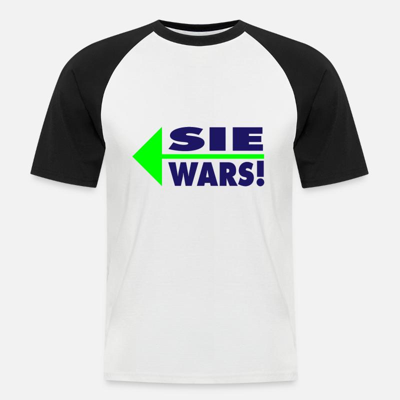 Sie wars! Partner- oder Partyshirt - Männer Baseball-T-Shirt - Weiß/Schwarz