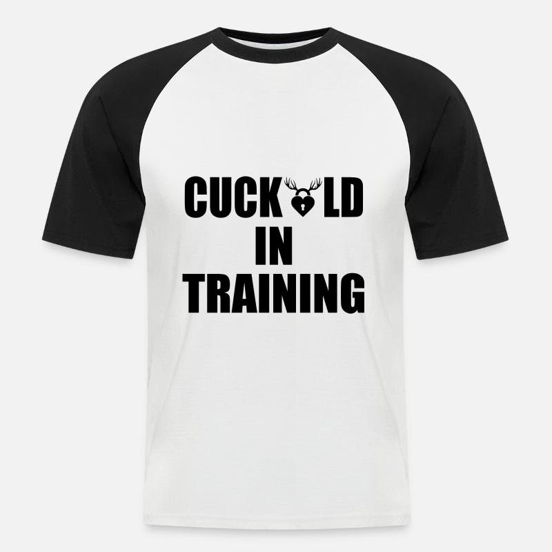 cuckold in training - Männer Baseball-T-Shirt - Weiß/Schwarz