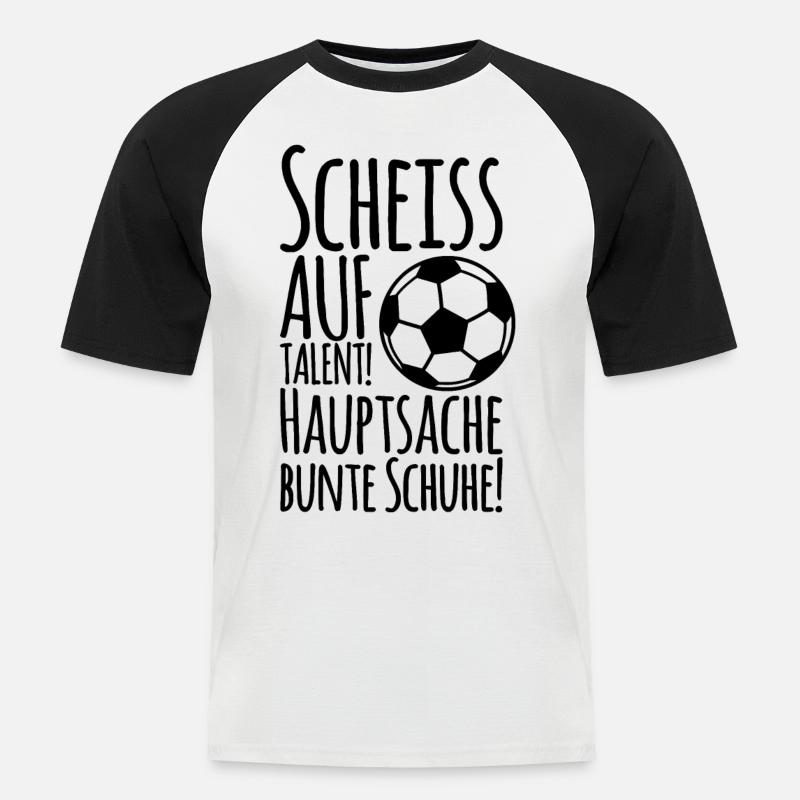SCHEISS AUF TALENT! - Männer Baseball-T-Shirt - Weiß/Schwarz