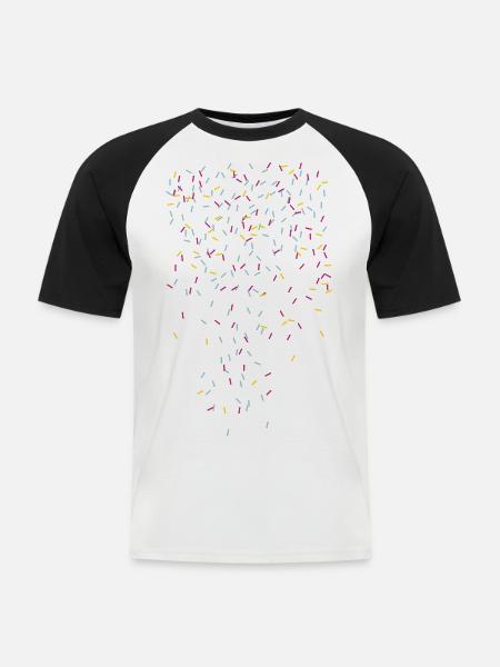 Konfetti - Männer Baseball-T-Shirt - Weiß/Schwarz