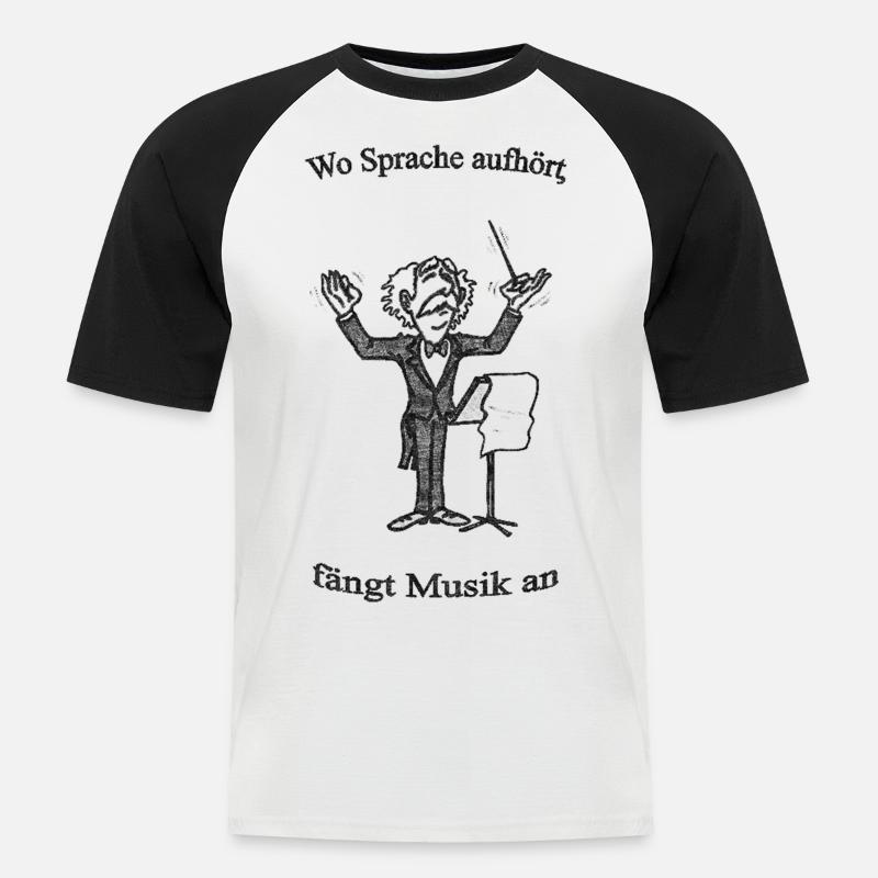 Dirigent mit Text sw - Männer Baseball-T-Shirt - Weiß/Schwarz