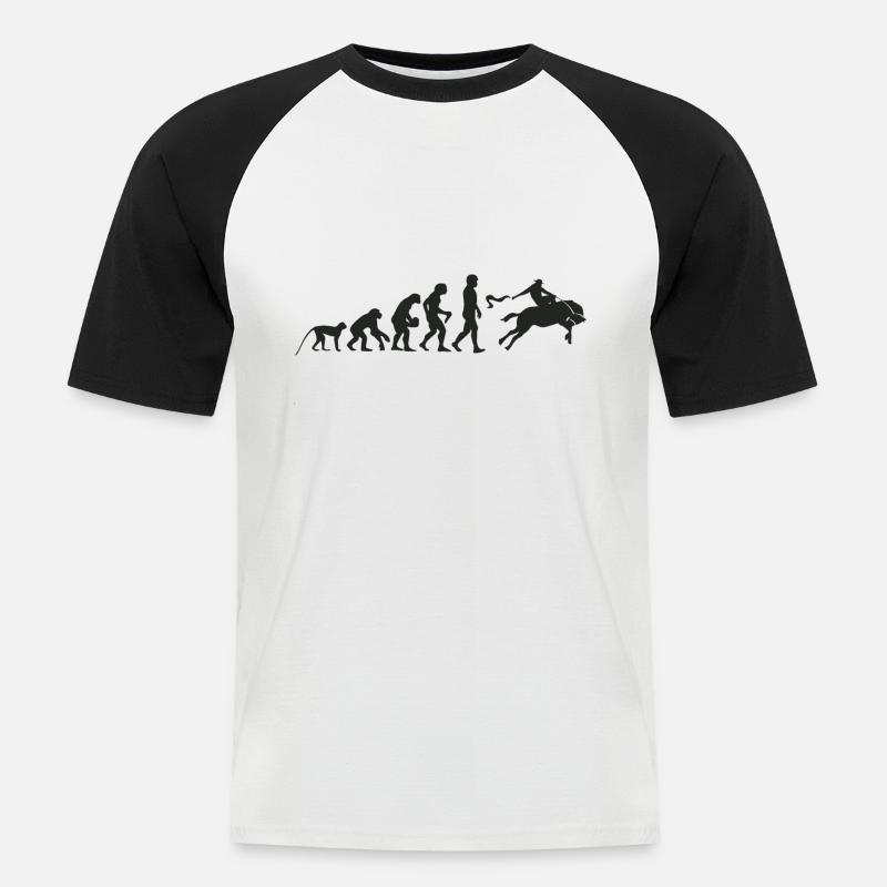 Evolution Rodeo - Männer Baseball-T-Shirt - Weiß/Schwarz