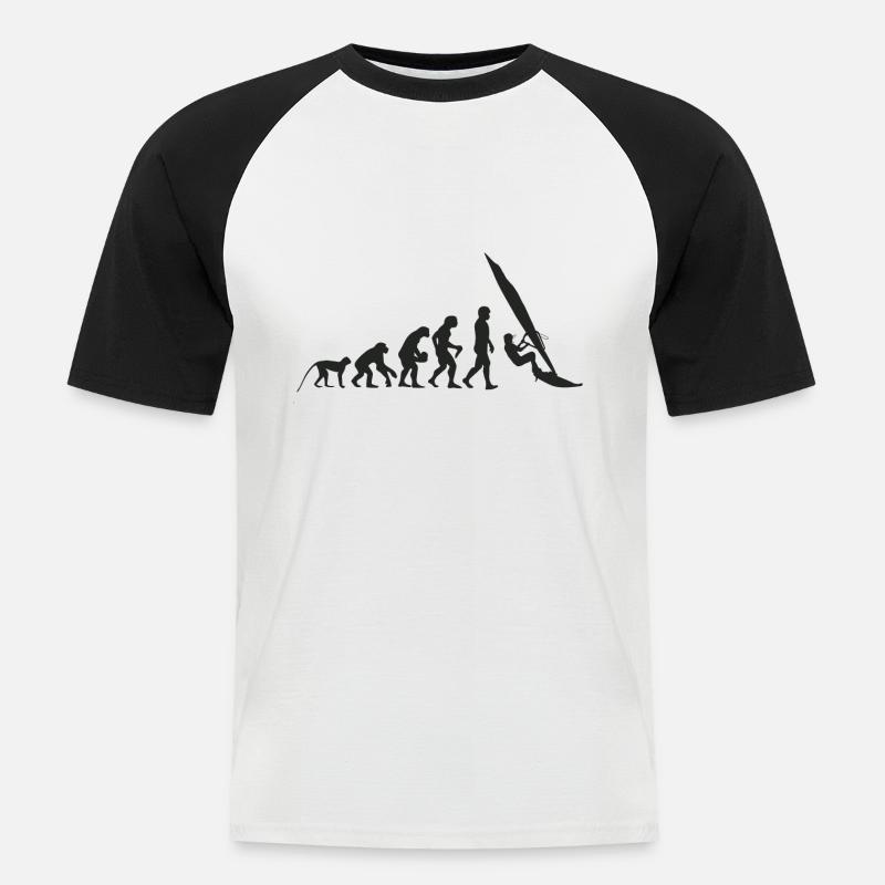 Evolution Windsurfing - Männer Baseball-T-Shirt - Weiß/Schwarz
