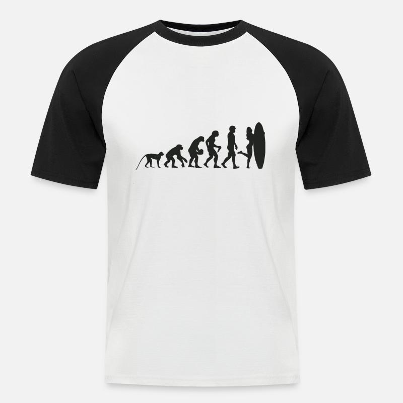 Evolution Surf - Männer Baseball-T-Shirt - Weiß/Schwarz