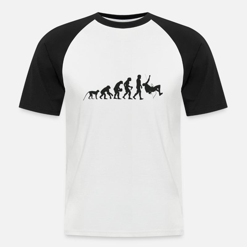 Evolution Klettern - Männer Baseball-T-Shirt - Weiß/Schwarz