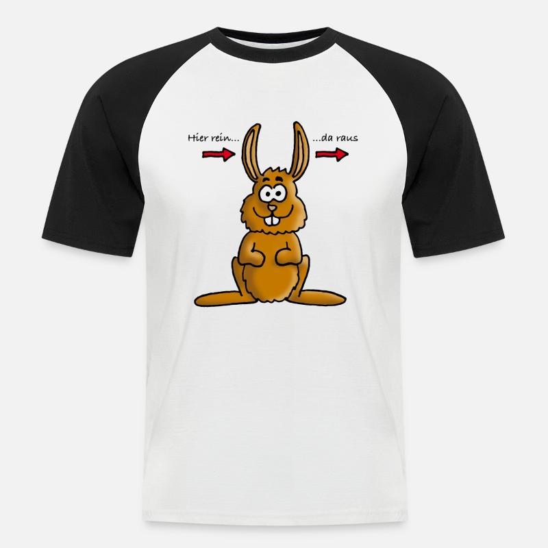 hase_02_b - Männer Baseball-T-Shirt - Weiß/Schwarz