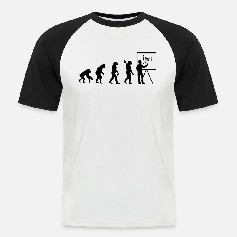 Evolution leads to math - T-shirt baseball manches courtes Homme - blanc/noir