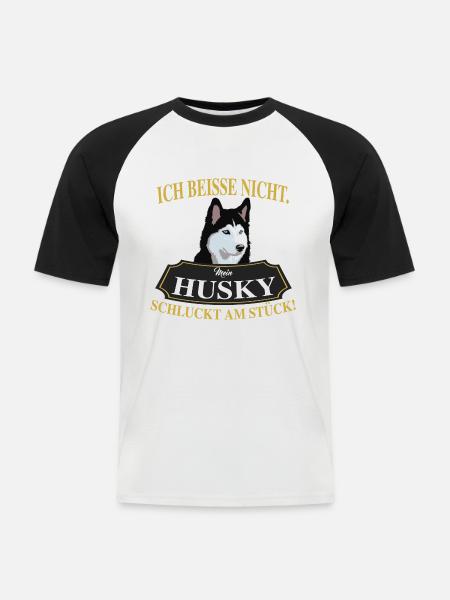 HUSKY - Männer Baseball-T-Shirt - Weiß/Schwarz