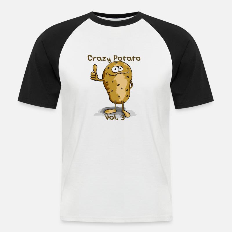 Crazy Potato Vol. 3 - Männer Baseball-T-Shirt - Weiß/Schwarz
