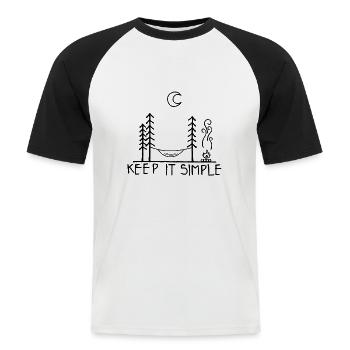 Keep it Simple Hängematte - Männer Baseball-T-Shirt - Weiß/Schwarz - Vorne - Nik (191cm)