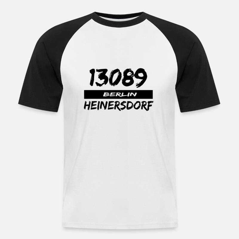 13089 Berlin Heinersdorf - Männer Baseball-T-Shirt - Weiß/Schwarz