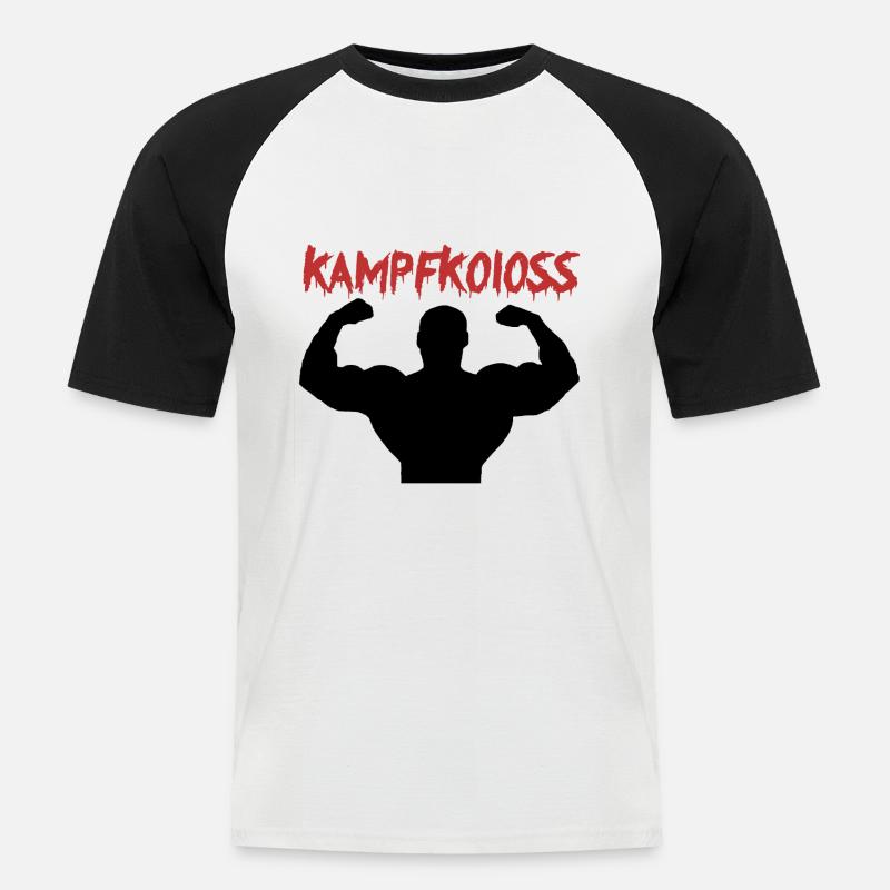Kampfkoloss Training Motivaton Geschenk - Männer Baseball-T-Shirt - Weiß/Schwarz