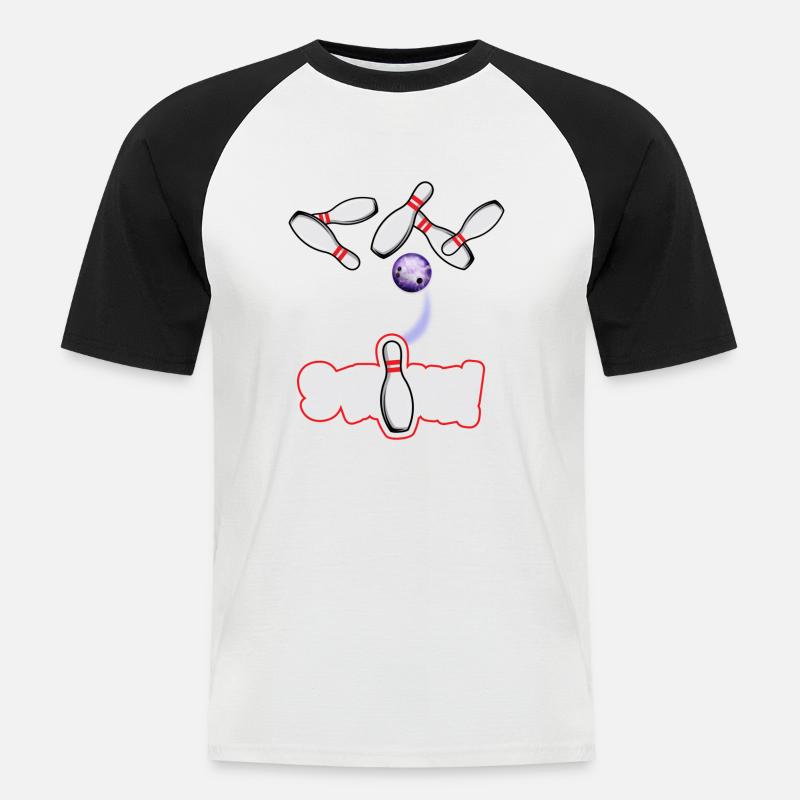 Bowling Strike - Männer Baseball-T-Shirt - Weiß/Schwarz