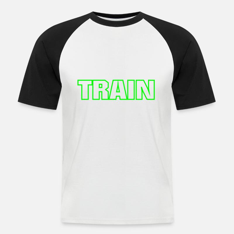work train fight farbig - Männer Baseball-T-Shirt - Weiß/Schwarz