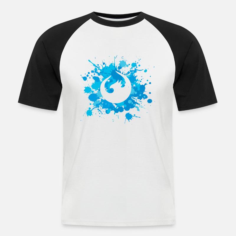 UI5 Phoenix Splash Blue - Männer Baseball-T-Shirt - Weiß/Schwarz