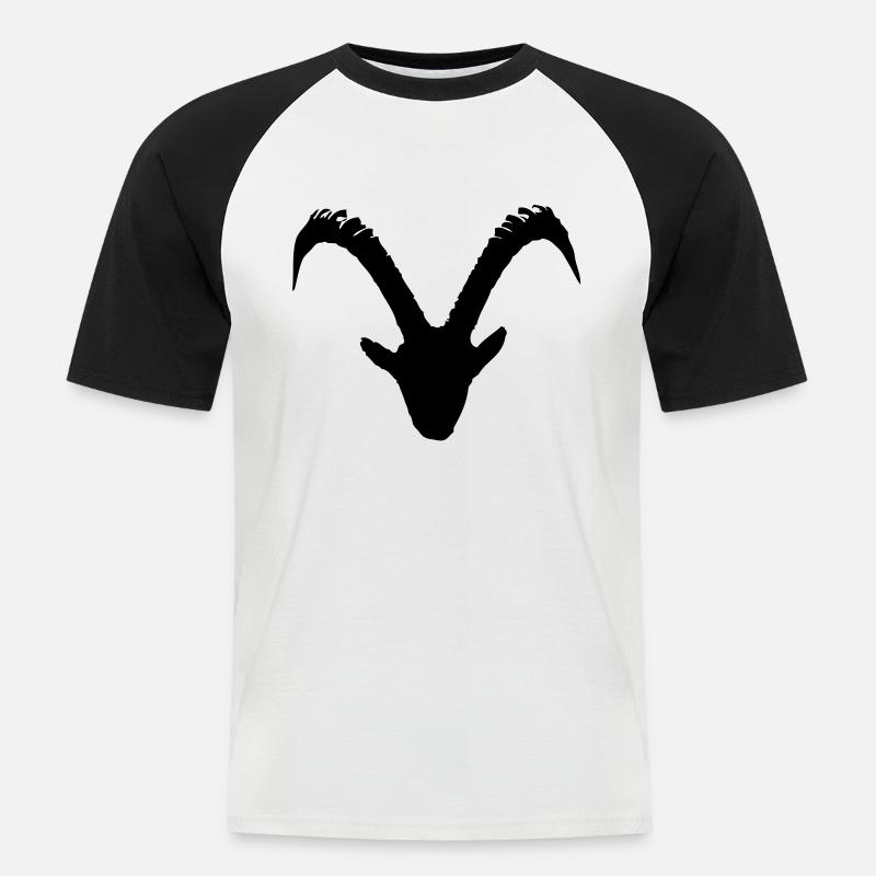steinbock - Männer Baseball-T-Shirt - Weiß/Schwarz