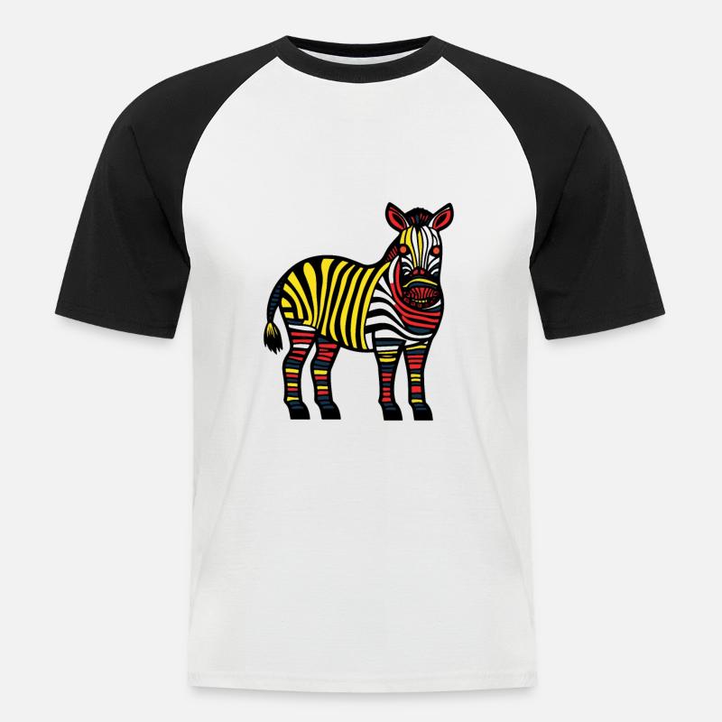 Zebra Halloween Tier - Männer Baseball-T-Shirt - Weiß/Schwarz