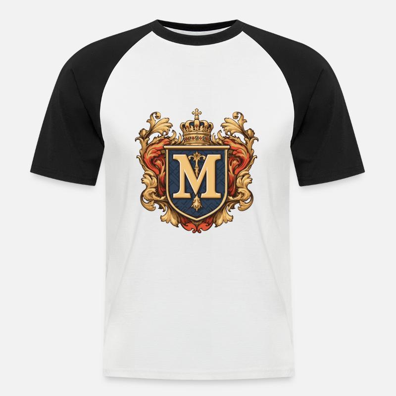 M Buchstabe Logo Krone - Männer Baseball-T-Shirt - Weiß/Schwarz