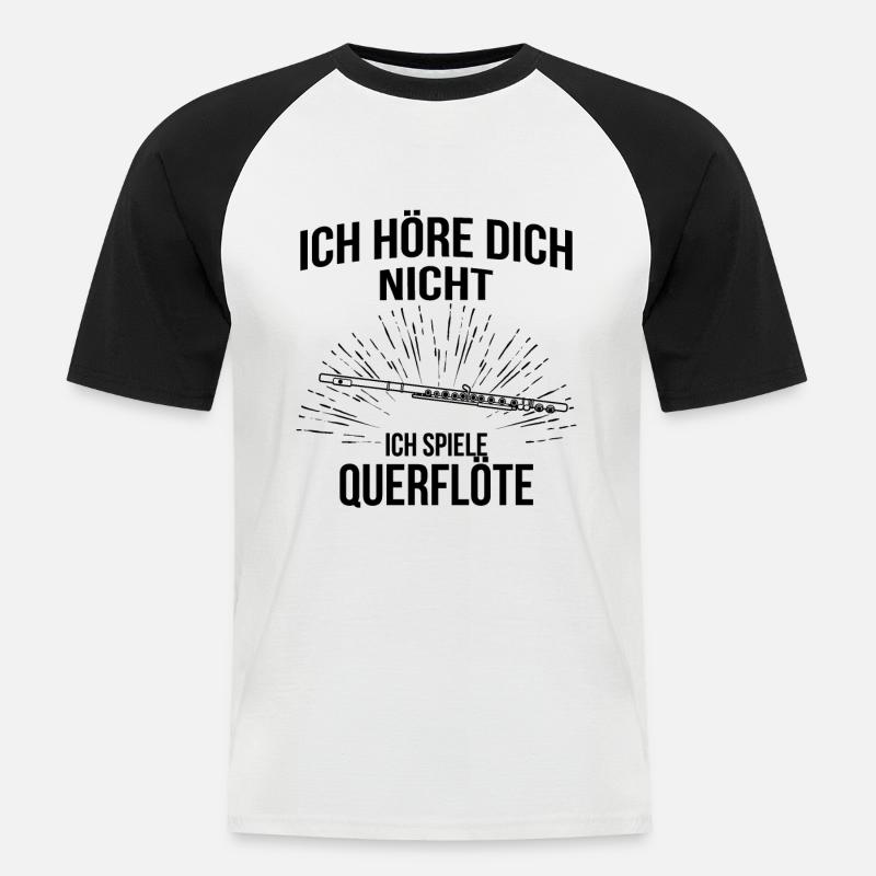 Querflöte Querflötenspieler Querflötist - Männer Baseball-T-Shirt - Weiß/Schwarz