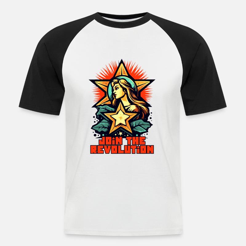 Werde Teil der Revolution - Männer Baseball-T-Shirt - Weiß/Schwarz