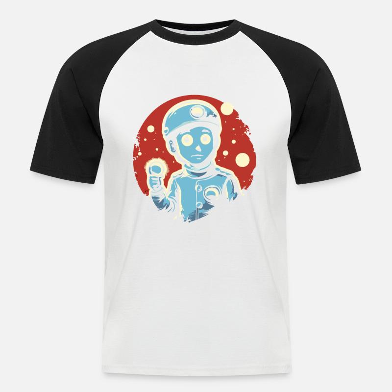 Ein Junge mit einer Lampe - Männer Baseball-T-Shirt - Weiß/Schwarz