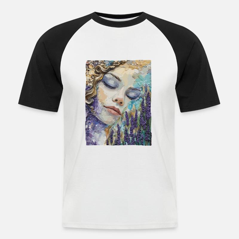 Mädchen schläft im Lavendel - Männer Baseball-T-Shirt - Weiß/Schwarz