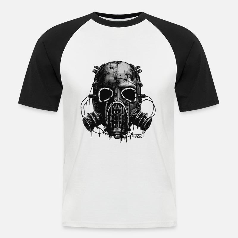 Eine der coolsten Gasmasken - Männer Baseball-T-Shirt - Weiß/Schwarz
