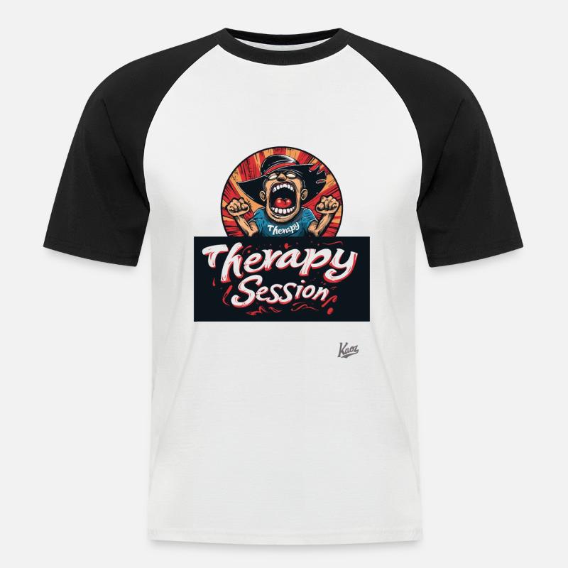 Scream therapy: Session in progress - Men's Baseball T-Shirt - white/black