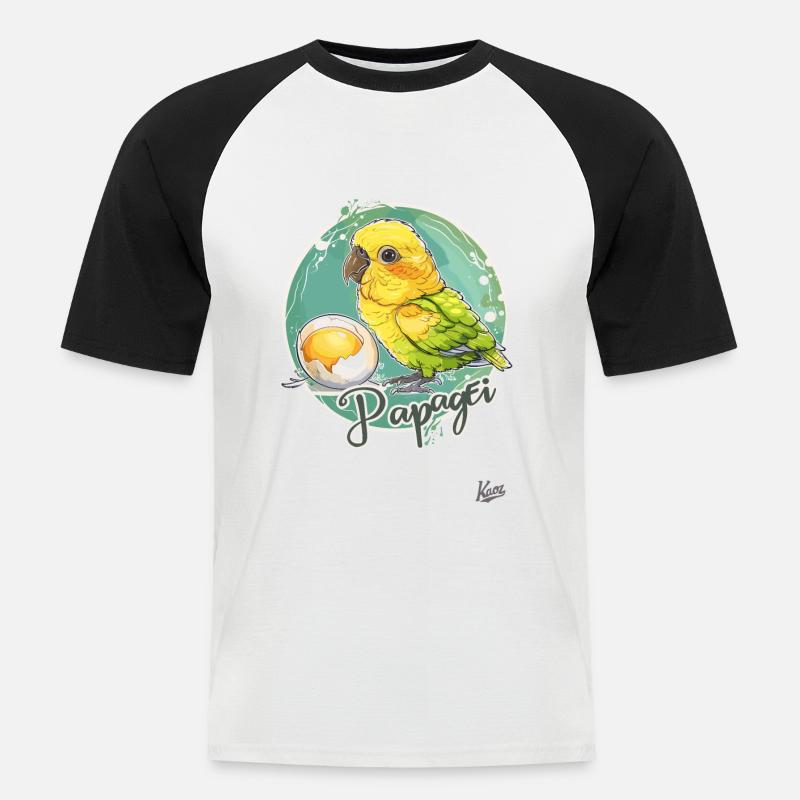 Parrot Egg: Parrot and Egg - Men's Baseball T-Shirt - white/black