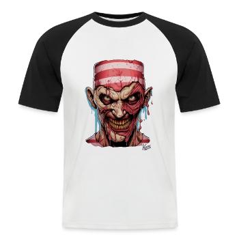 Portrait of a very scary guy - Men's Baseball T-Shirt - white/black - Front - Nik (191cm)