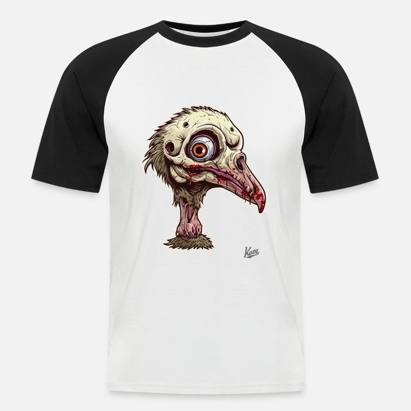 Zombie Straußenvogel Vogel - Männer Baseball-T-Shirt - Weiß/Schwarz