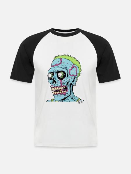 Crazy Stupid Zombie Punk Skull - Men's Baseball T-Shirt - white/black