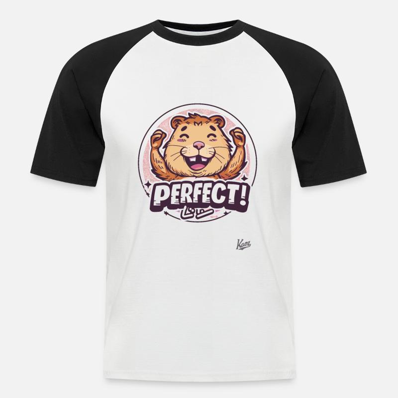 Der perfekte glückliche Biber - Männer Baseball-T-Shirt - Weiß/Schwarz