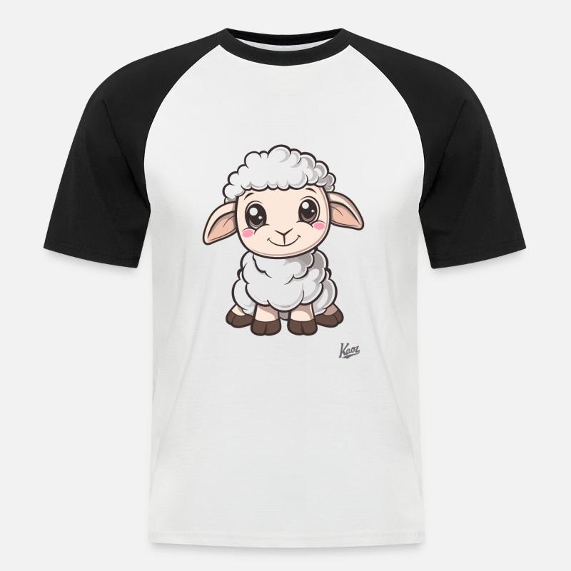 Süßes kleines Schäfchen - Männer Baseball-T-Shirt - Weiß/Schwarz