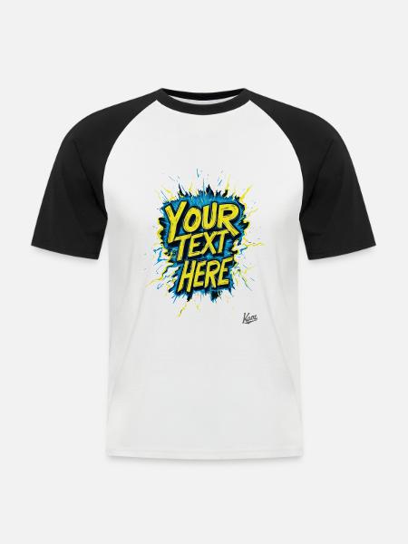 Din tekst Din stil: Skab dit eget design - Kortærmet herre-baseballshirt - hvid/sort