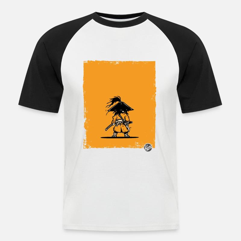 Krieger-Silhouette im Samurai-Stil - Männer Baseball-T-Shirt - Weiß/Schwarz