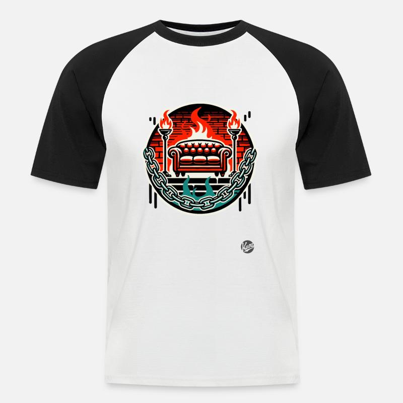 Das Sofa - Männer Baseball-T-Shirt - Weiß/Schwarz