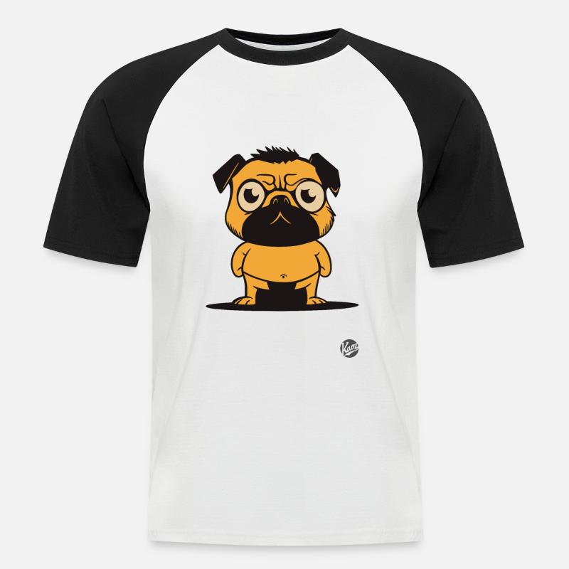 Mops Hund Sumo-Ringer - Männer Baseball-T-Shirt - Weiß/Schwarz