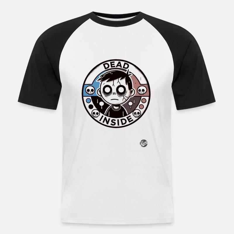 Zombie-Junge: Innerlich tot - Männer Baseball-T-Shirt - Weiß/Schwarz