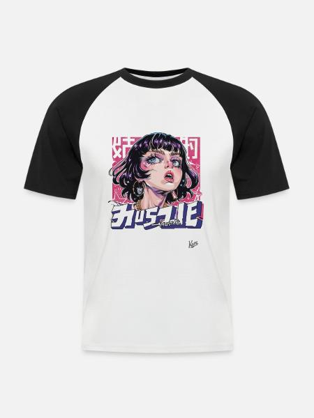 Der Hustle eines Mädchens - Männer Baseball-T-Shirt - Weiß/Schwarz