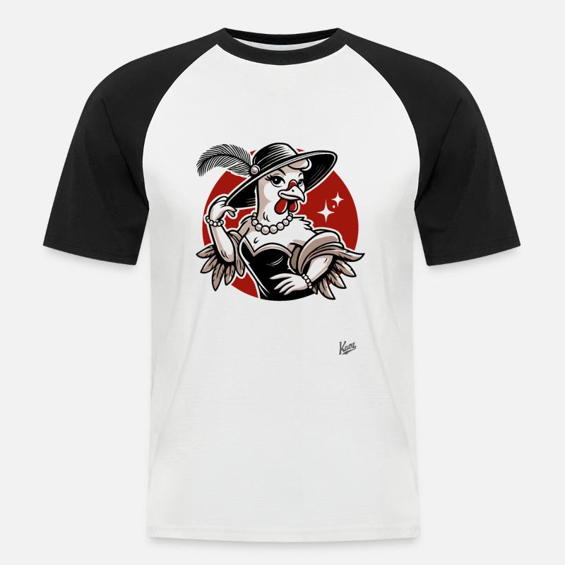 Feine Dame Huhn - Männer Baseball-T-Shirt - Weiß/Schwarz