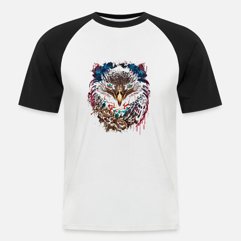Adler | Adlerkopf | Eagle | 3D Effekt - Männer Baseball-T-Shirt - Weiß/Schwarz