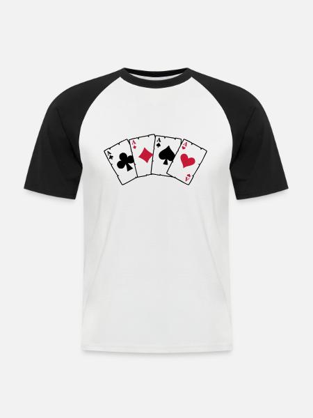 cards_3c2 - Men's Baseball T-Shirt - white/black