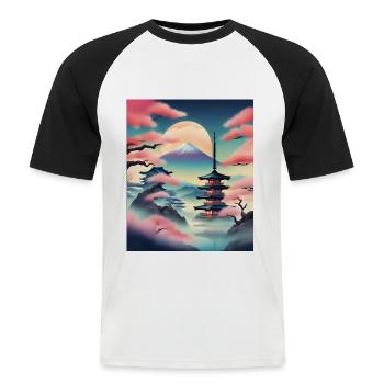 Schöne japanische Aussicht - Männer Baseball-T-Shirt - Weiß/Schwarz - Vorne - Nik (191cm)